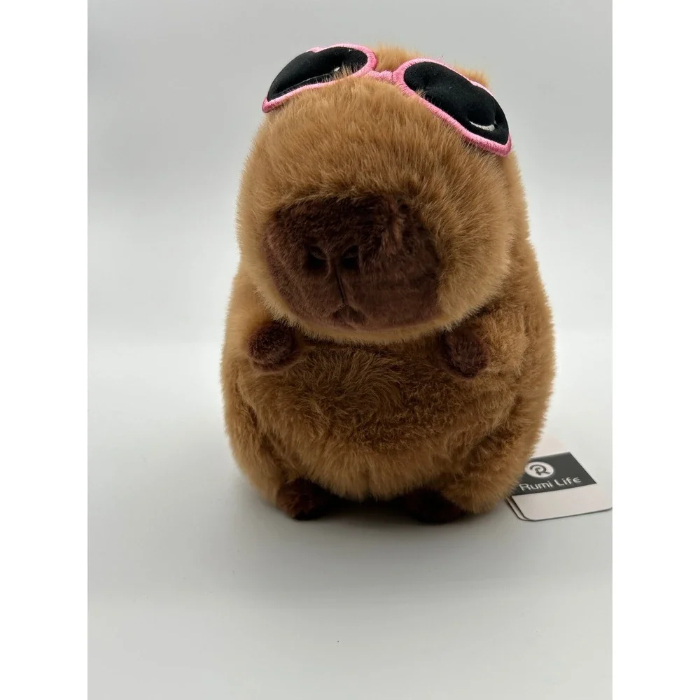 Rumi Life Capybara Plush Pink‎ Heart Sunglasses Brown Stuffed Animal NWT